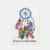 水彩画の虹の夢のキャッチャー及び活気づけるな単語 フリースブランケット (正面)