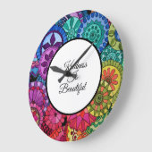 水彩画の虹は曼荼羅を着色します ラージ壁時計 (傾斜)