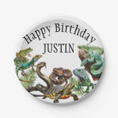 水彩画の蛇の誕生日爬虫類 ペーパープレート (正面)