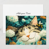 水彩画の蜂と眠る猫の花園 案内状 (正面/裏面)
