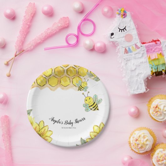 水彩画の蜂のベビーショーのパーティーの紙皿 ペーパープレート (パーティー)