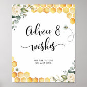 水彩画の蜂の新婚夫婦へのアドバイスと願い ポスター (正面)