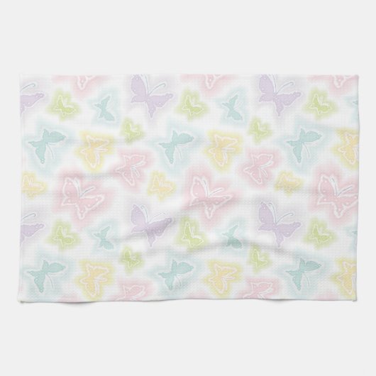 水彩画の蝶が付いている背景 キッチンタオル (横)