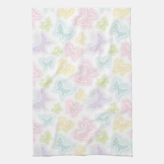 水彩画の蝶が付いている背景 キッチンタオル (縦)