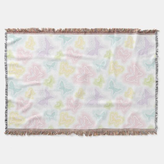 水彩画の蝶が付いている背景 スローブランケット (正面)