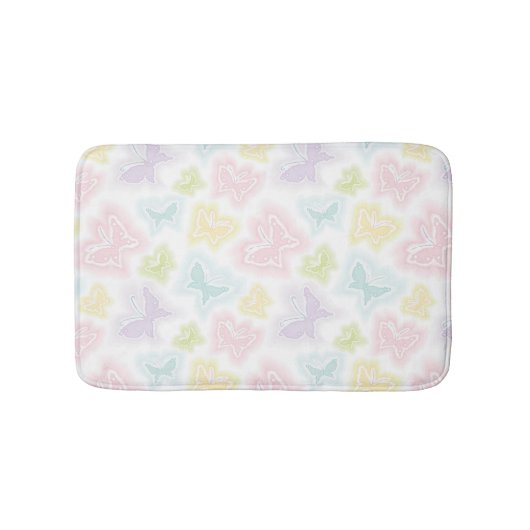 水彩画の蝶が付いている背景 バスマット (正面)
