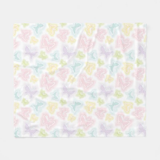 水彩画の蝶が付いている背景 フリースブランケット (正面(横))