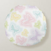 水彩画の蝶が付いている背景 ラウンドクッション (正面)