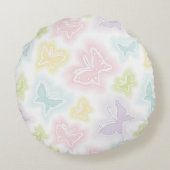 水彩画の蝶が付いている背景 ラウンドクッション (裏面)