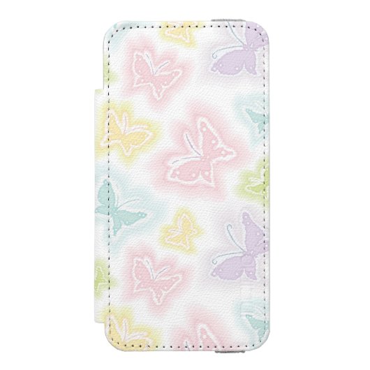 水彩画の蝶が付いている背景 INCIPIO iPhoneウォレットケース (フォリオ 正面)