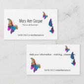 水彩画の蝶動物の野性生物のカラフル スクエア名刺 (正面/裏面)