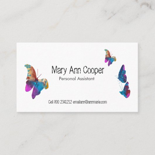 水彩画の蝶動物の野性生物のカラフル スクエア名刺 (正面)