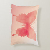 水彩画の蝶-珊瑚およびモモ アクセントクッション (裏面(縦))