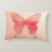水彩画の蝶-珊瑚およびモモ アクセントクッション (裏面)