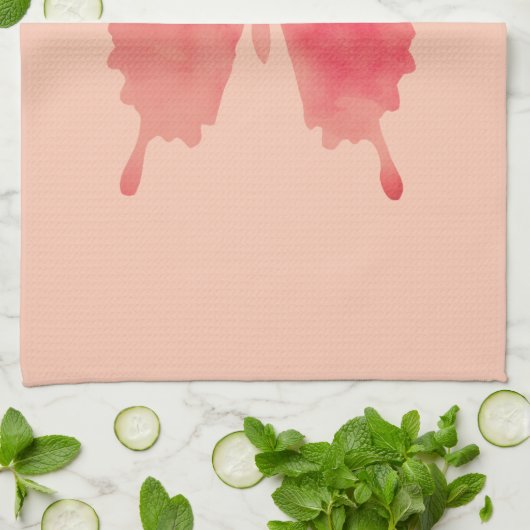 水彩画の蝶-珊瑚およびモモ キッチンタオル (折り畳み)