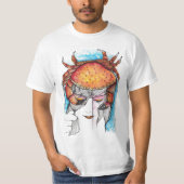 水彩画の蟹座のカニの女性 Tシャツ (正面)