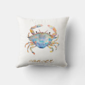 水彩画の蟹座のカニ クッション (裏面)