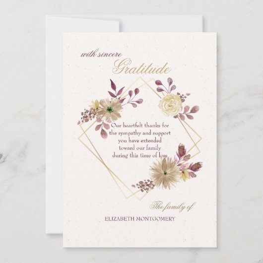 水彩画の表現の悔やみや弔慰のサンキューカード サンキューカード (正面)
