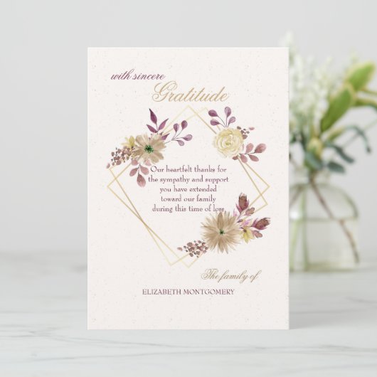 水彩画の表現の悔やみや弔慰のサンキューカード サンキューカード (スタンド正面)