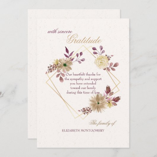 水彩画の表現の悔やみや弔慰のサンキューカード サンキューカード (正面/裏面)