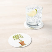 水彩画の装飾刈り込み法の木 ラウンドペーパーコースター (インサイチュ)