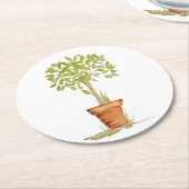 水彩画の装飾刈り込み法の木 ラウンドペーパーコースター (アングル)