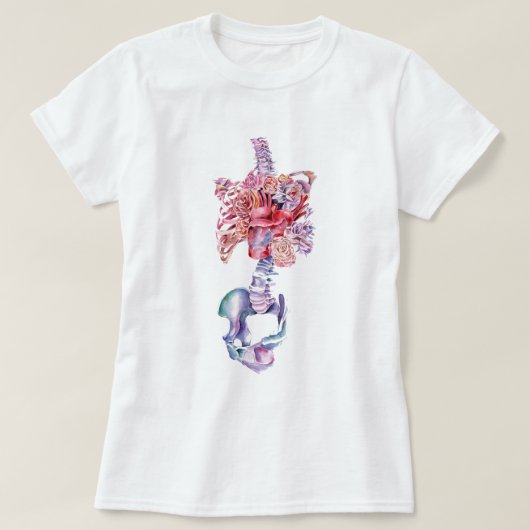 水彩画の解剖学ハート Tシャツ (デザイン正面)