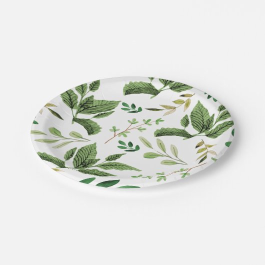 水彩画の許可の春の緑の草木の紙皿 ペーパープレート (アングル)