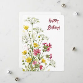 水彩画の誕生日の花 シーズンカード