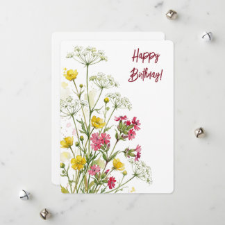 水彩画の誕生日の花 シーズンカード