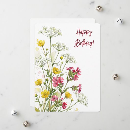 水彩画の誕生日の花 シーズンカード (正面/裏面インサイチュ)