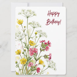 水彩画の誕生日の花 シーズンカード