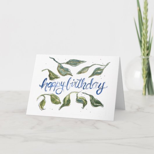 水彩画の誕生日カード サンキューカード (正面)