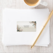 水彩画の象牙色の青い花の住所ラベル ラベル (インサイチュ)