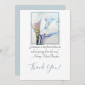 水彩画の豪華で白いオランダカイウユリ サンキューカード (正面/裏面)