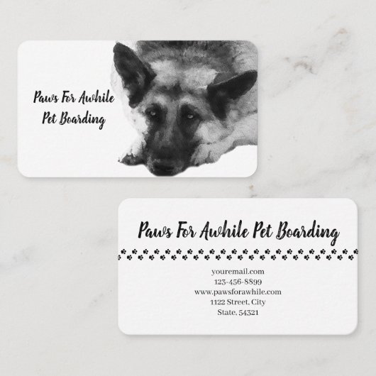 水彩画の豪華な休息のジャーマン・シェパード 名刺 (正面/裏面)