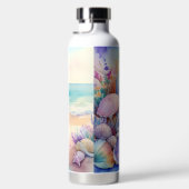 水彩画の貝殻のあるビーチの風景 ウォーターボトル (右面)