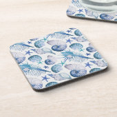 水彩画の貝 コースター (左側)