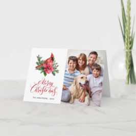 水彩画の赤いカーディナル クリスマスグリーティングカード シーズンカード