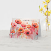 水彩画の赤いケシ カード (黄色い花)