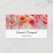 水彩画の赤いケシ 名刺 (正面)