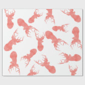 水彩画の赤いトナカイ|の雄鹿|の休日パターン ラッピングペーパー (フラット)