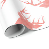 水彩画の赤いトナカイ|の雄鹿|の休日パターン ラッピングペーパー (ロールコーナー)