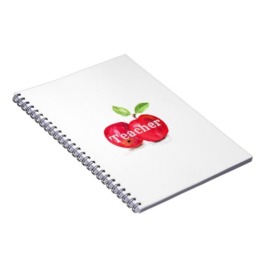 水彩画の赤いリンゴの先生教育果物 ノートブック (右側)