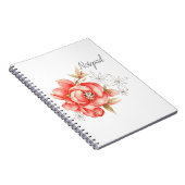 水彩画の赤い牡丹植物の花 ノートブック (右側)