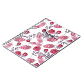 水彩画の赤い羽花の白いboh ノートブック (左側)