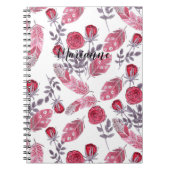 水彩画の赤い羽花の白いboh ノートブック (正面)