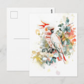 水彩画の赤い頭のカカドゥ ポストカード (正面/裏面)