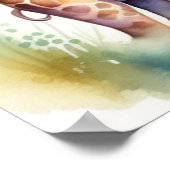 水彩画の赤ちゃんキリン保育園 5:4 ポスター (角)