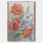 水彩画の赤のケシ スローブランケット (正面縦)